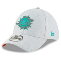 Mens Gray New Era Miami Dolphins 2018 NFL Training Camp Official 39THIRTY Flex Hat 3059666